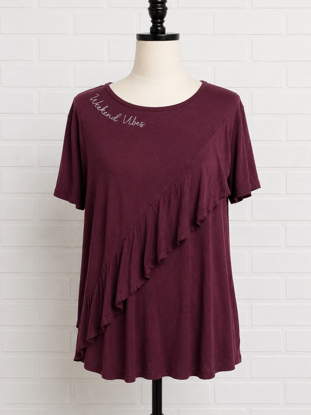Lane Bryant Embroidered Ruffle Top - Picture 2 of 6